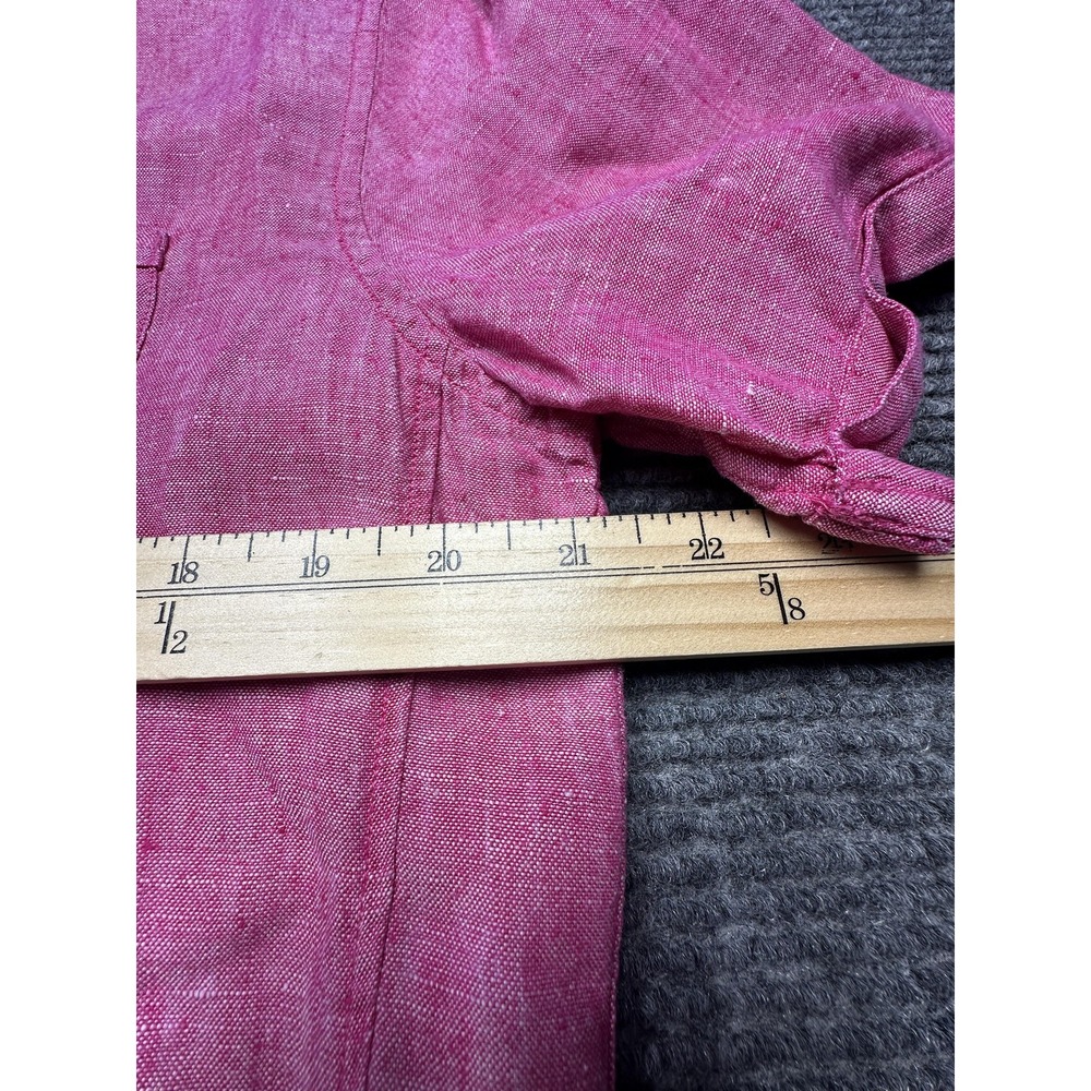 Baird McNutt Linen Shirt Mens Large Pink Short Sleeve Murano Slim Fit Button‎ - Picture 3 of 8